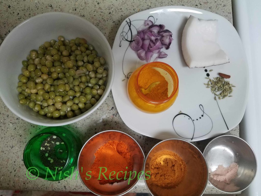 Ingredients for Peas Poriyal
