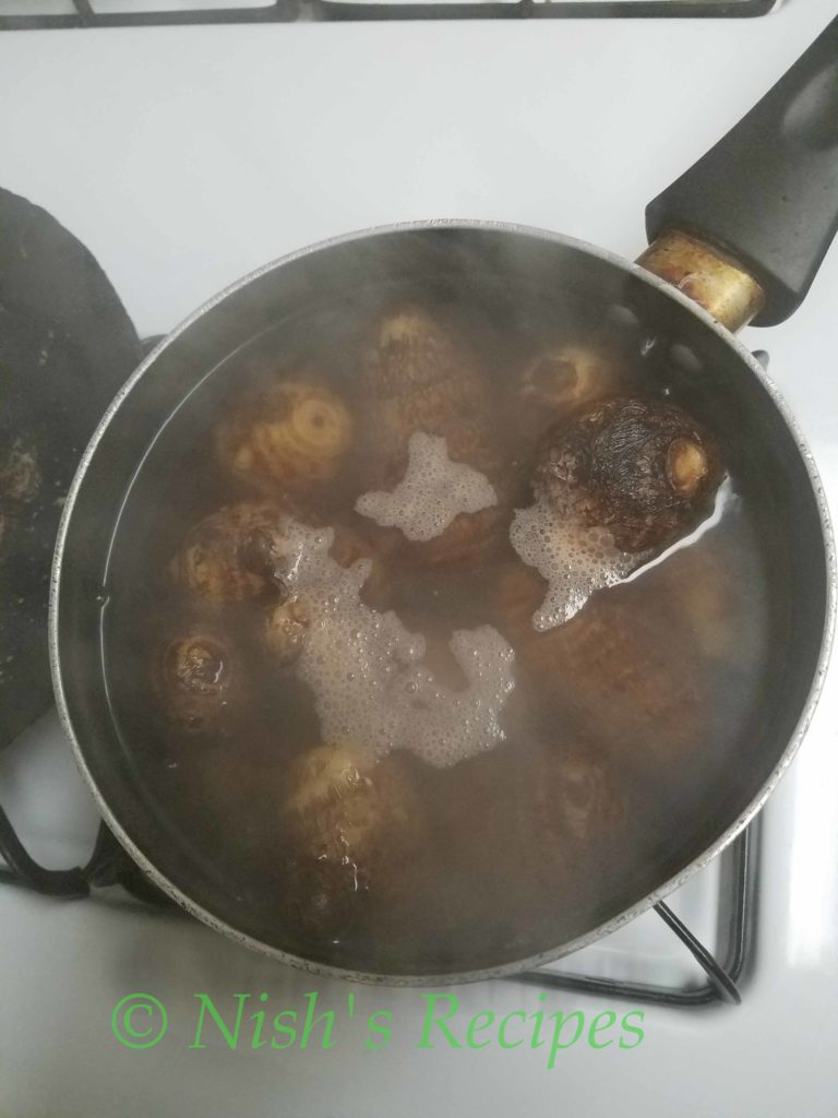 Boil kilangu for Cheppakilangu Fry 