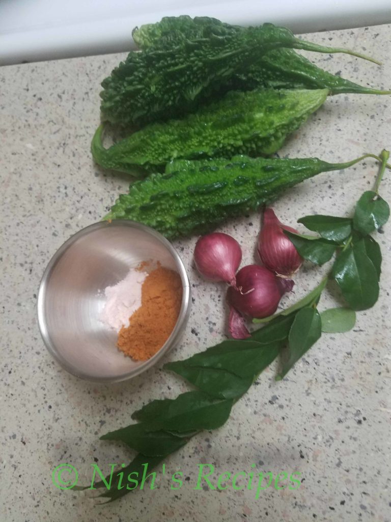 Ingredients for Bitter Gourd Poriyal