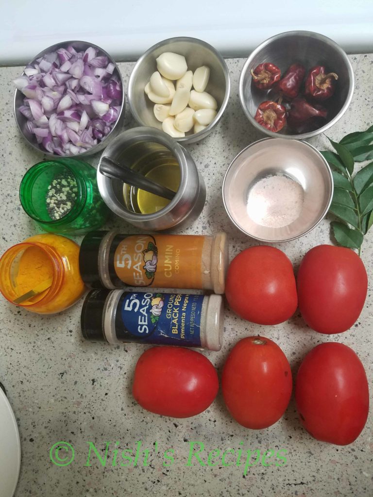 Ingredients for Thakkali Thokku