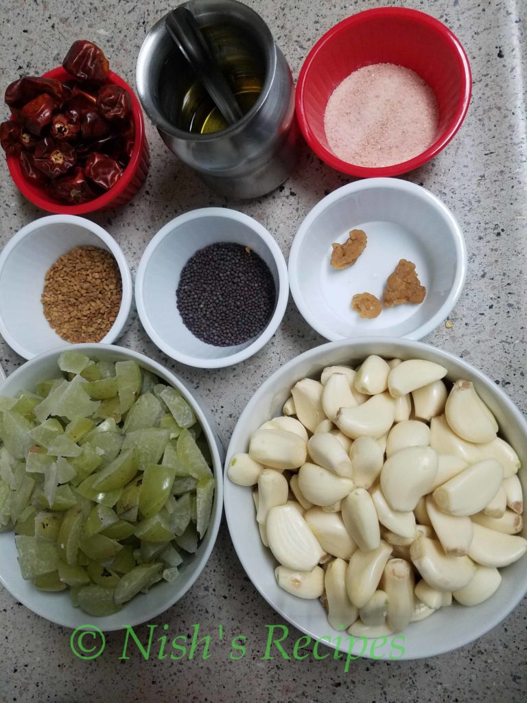 Ingredients for Gooseberry Garlic Thokku