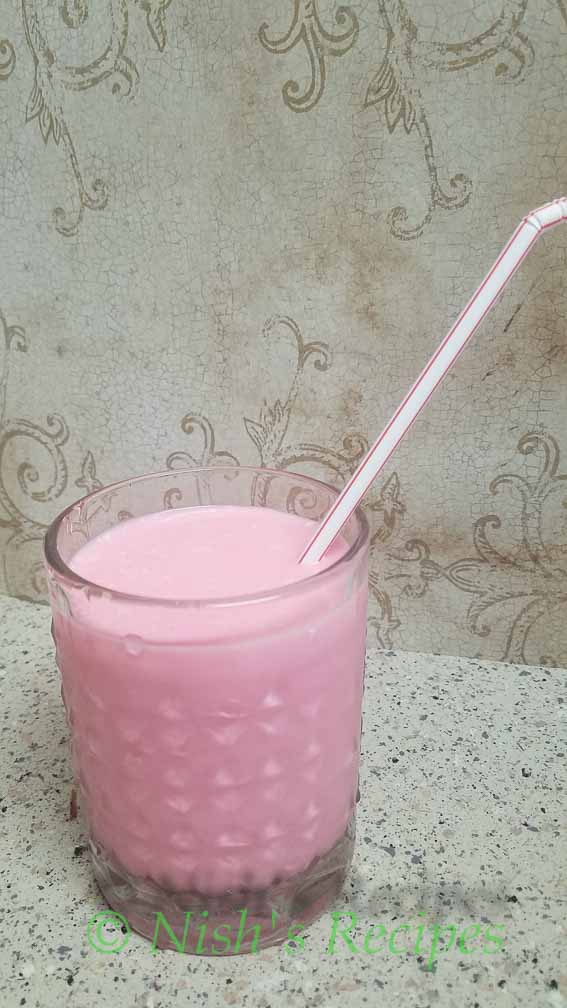 Serve rose milk in a glass