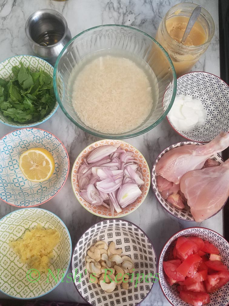 Ingredients for Hyderabad Chicken Biriyani