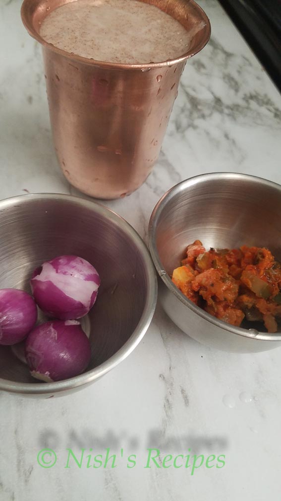 Serve Ragi Koozh with onion