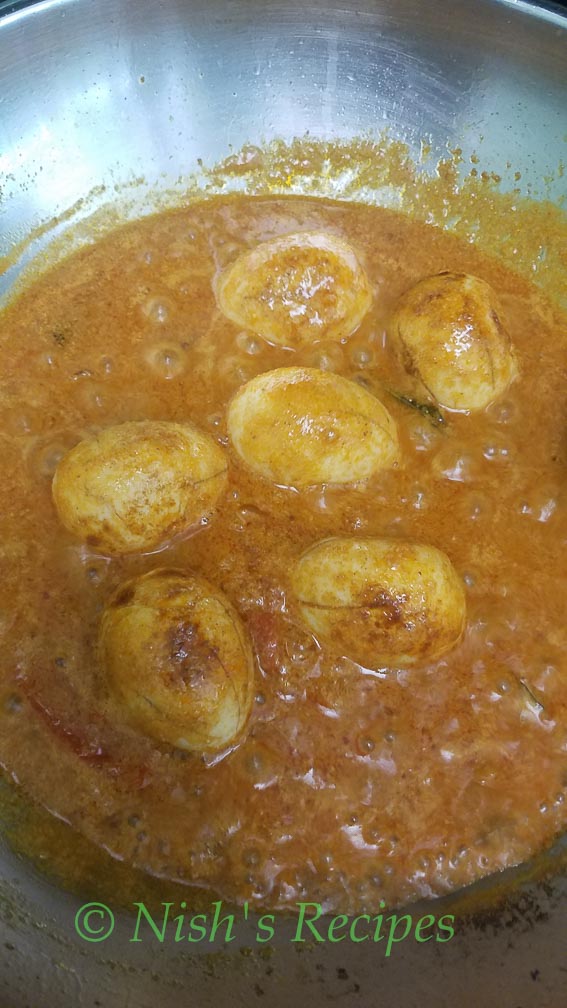 Add egg and cook for Egg Curry