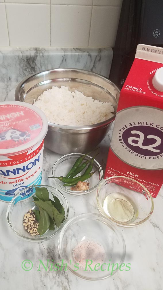 Ingredients for Curd Rice