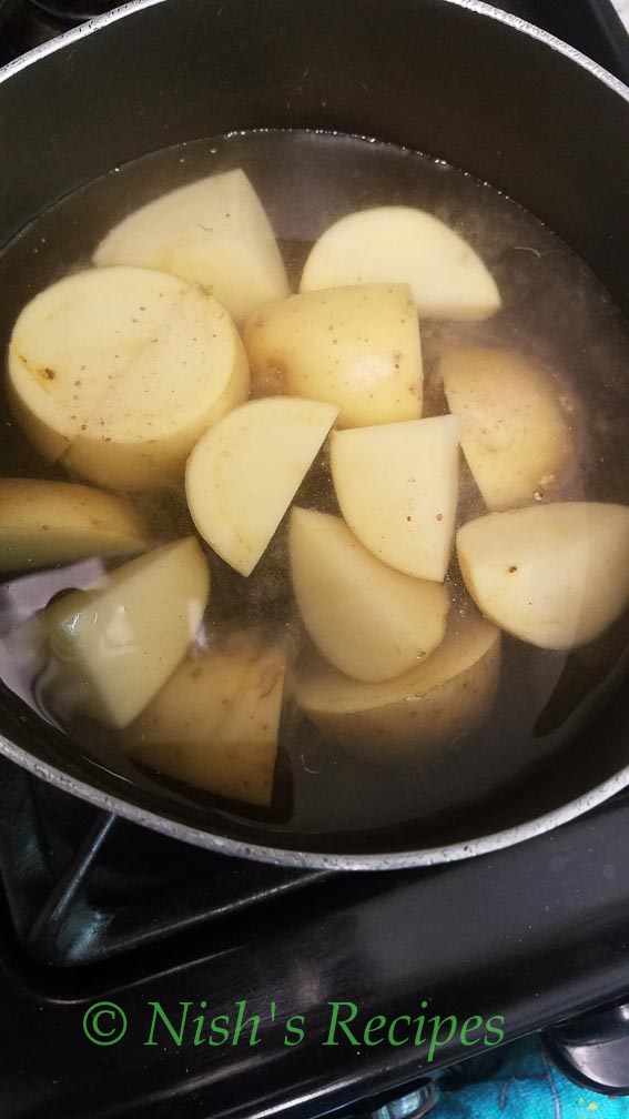 Boil potato for Potato Stuffing